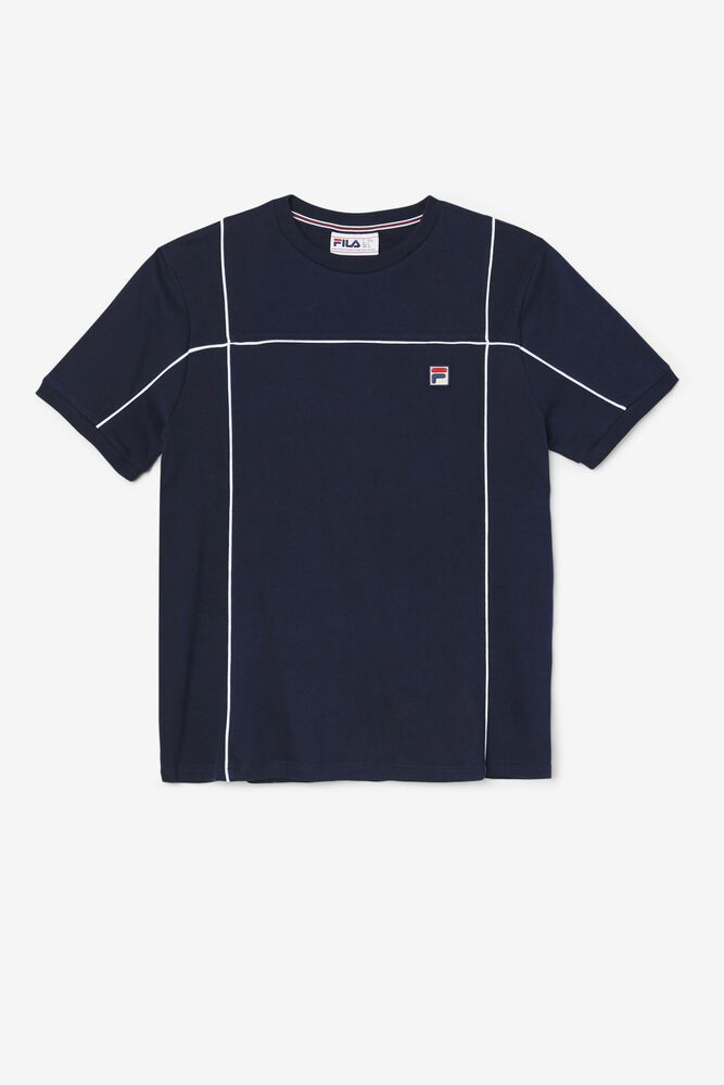 Fila Terrinda Crew Navy T-Shirt Mens - NZ 20673-FAWN